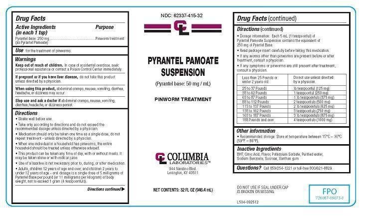 Pyrantel Pamoate Suspension Neogen Corporation Dba Columbia Laboratories